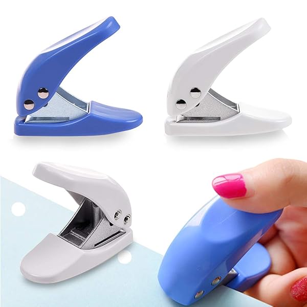 MOAMUN 4PCS Mini 1-Hole Paper Punch - Portable Handheld Puncher for 10 Sheets, Assorted Colors