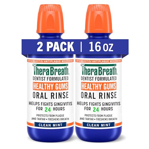 TheraBreath TheraBreath Healthy Gums Mouthwash Clean Mint - Antigingivitis, Dentist-Formulated 16 Fl Oz (2-Pack) for Optimal Oral Health