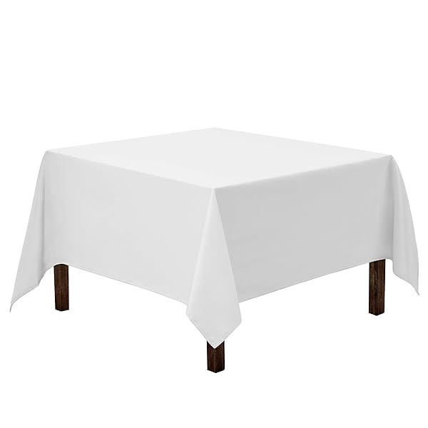 Gee Di Moda Gee Di Moda 70x70 Inch White Tablecloth - Heavy Duty Washable for Weddings, Parties & Buffets