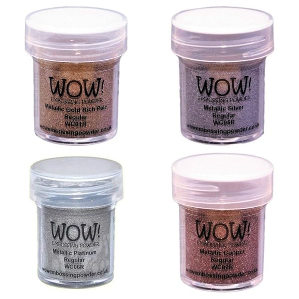 WOW! Embossing Powders WOW Embossing Powders Regular Metallic Bundle 4 Pack Gold Silver Platinum Copper 15ml