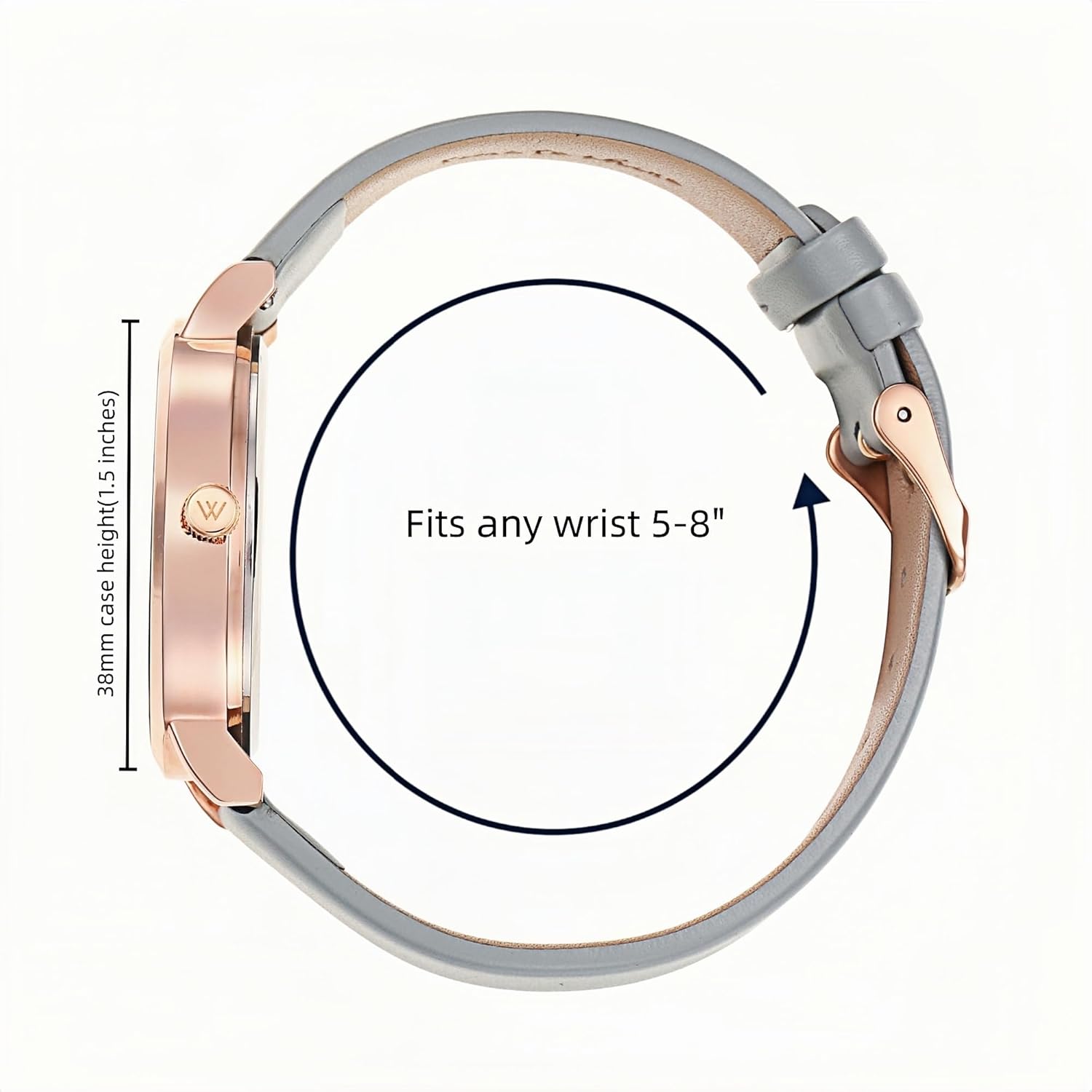 Wristology Wristology Numbers Women's Nurse Watch Rose Gold Leather Strap Easy Read Analog Large Face for Women Men Nurses Teachers OC065 - View 2 of 7