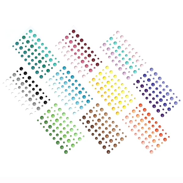 Daybreak Craft Pack of 10 Round Assorted Size Self Adhesive Enamel Dots 54pcs in 30 Mix Colors for Crafting and DIY Projects