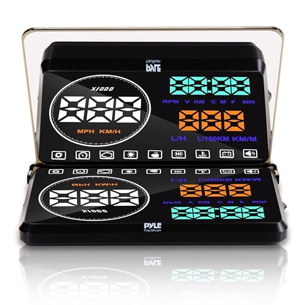 Pyle Universal 5.5â€™â€™ Car HUD Head-Up Display Windshield Screen Projector Vehicle Speed &amp; Diagnostic Monitor System Plug &amp; Play OBD2/EUOBD Water Temp, Voltage, Fuel Indications &amp; More (PHUD18OBD)