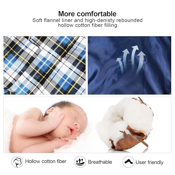 REDCAMP REDCAMP XL Cotton Flannel Sleeping Bag for Adults Comfortable Envelope with Compression Sack Navy Blue 91x35 inches 4lbs Filling - View 3 of 7