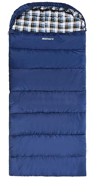 REDCAMP XL Cotton Flannel Sleeping Bag for Adults Comfortable Envelope with Compression Sack Navy Blue 91x35 inches 4lbs Filling