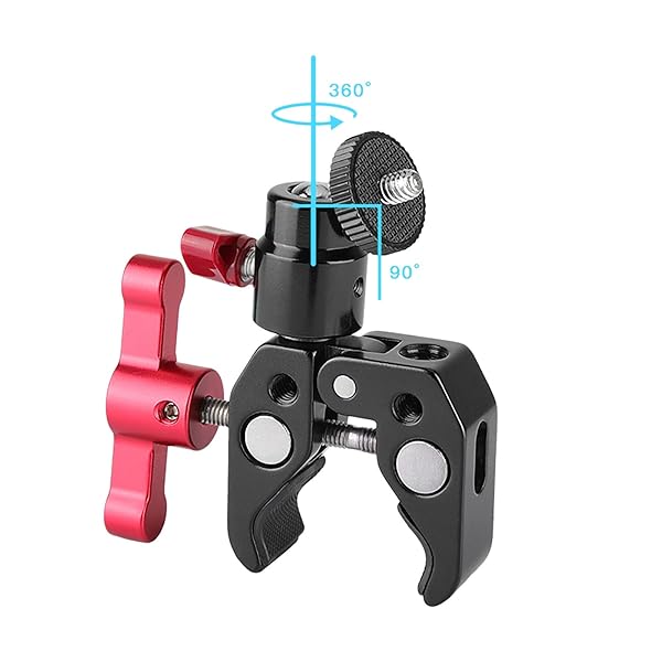 CAMVATE CAMVATE Super Clamp Articulated Mini Ball Head Mount with 1/4-20 Screw for DSLR Camera DIY Accessories Red - View 6 of 7