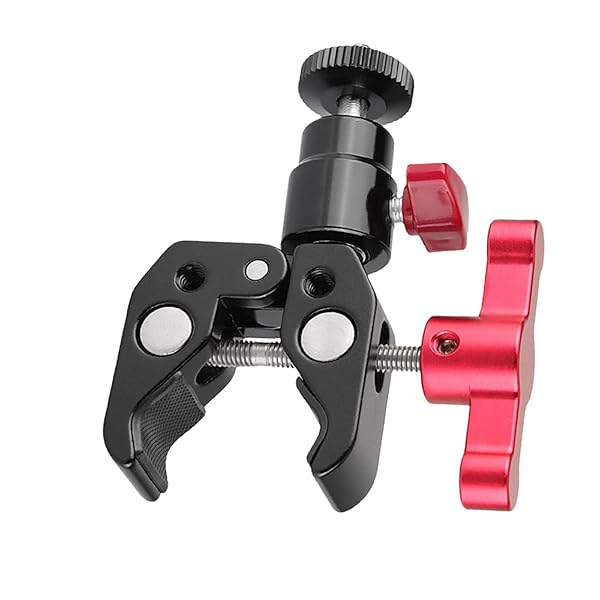 CAMVATE CAMVATE Super Clamp Articulated Mini Ball Head Mount with 1/4-20 Screw for DSLR Camera DIY Accessories Red - View 2 of 7