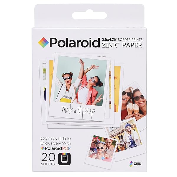 Zink Zink Polaroid Premium 3.5 x 4.25 Inch Photo Paper 20 Sheets for Pop Instant Camera