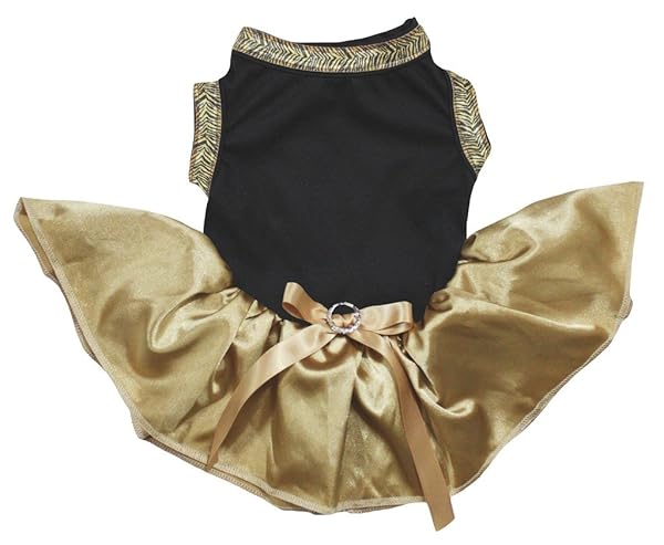 Petitebella Petitebella Black Shirt Gold Tutu Dress for Small Dogs Stylish and Comfortable Pet Outfit