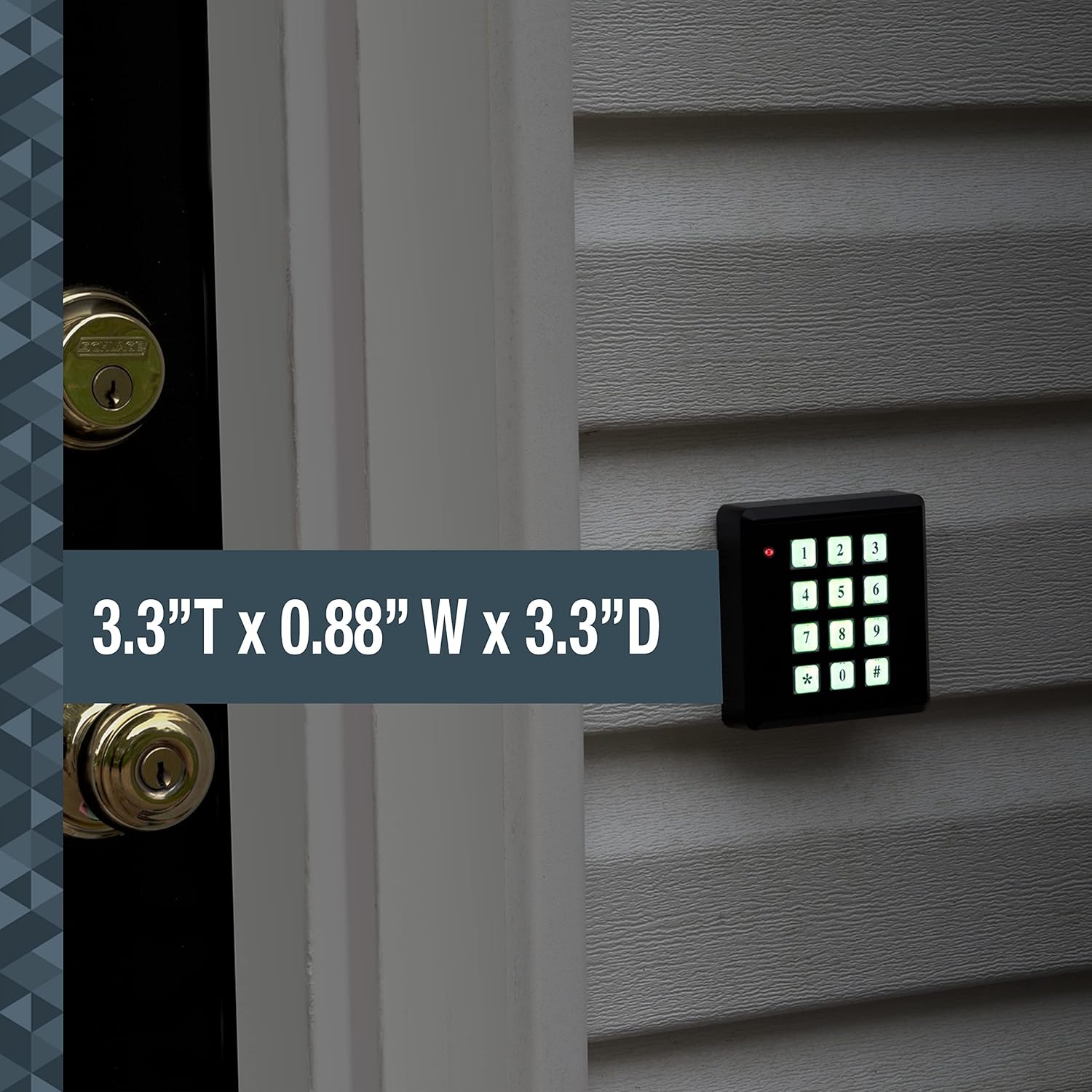 SABRE SABRE Fake Security Keypad with Green Light Low Light Sensor Realistic Design Weatherproof Continuous Flashing Red LED Light Black - View 3 of 6