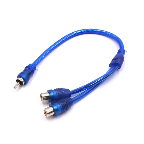 sourcing map uxcell 2Pcs Blue RCA Splitter Adapter - Female to Male Y Cable for Car Audio Stereo - View 3 of 3