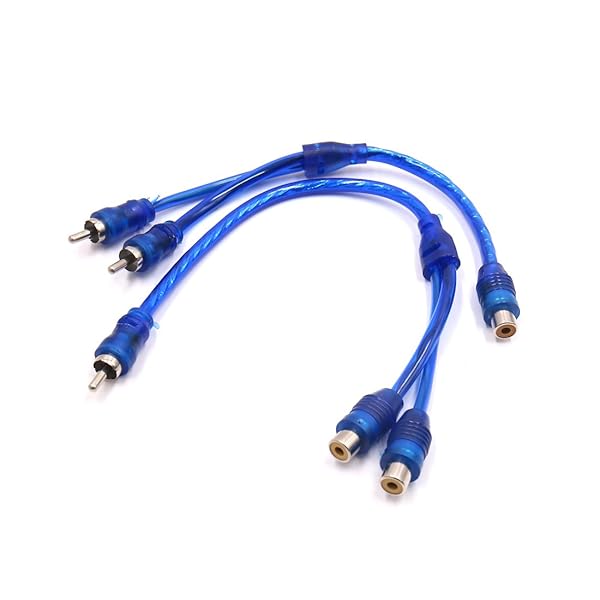 sourcing map uxcell 2Pcs Blue RCA Splitter Adapter - Female to Male Y Cable for Car Audio Stereo - View 2 of 3