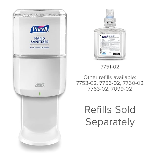 Purell PURELL ES8 Automatic Hand Sanitizer Dispenser - Energy-on-the-Refill, 1200 mL, White - Pack of 1 (Model 7720-01) - View 8 of 10