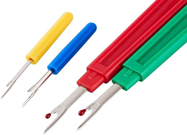 CampTek Seam Ripper & Thread Remover Kit: 2 Big & 2 Small Unpickers + Scissors for Easy Stitch Removal - Multi-Color Tools - View 6 of 8