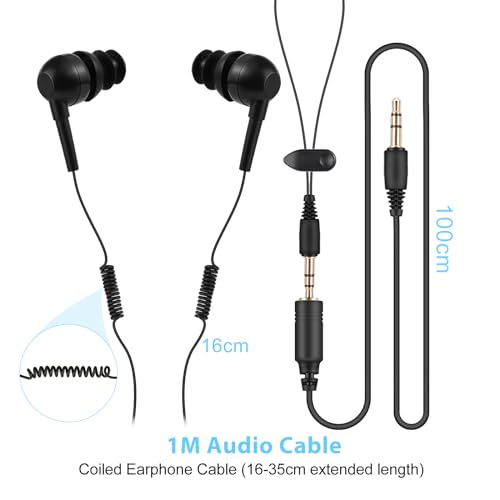AGPTEK AGPTEK IPX8 Waterproof Earphones: Coiled Cable Swimming Earbuds with Stereo Audio - Black - View 5 of 7