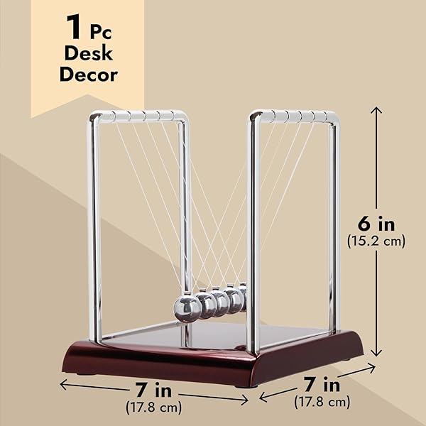 Juvale Newtons Cradle Balance Pendulum Physics Desk Toy Swinging Kinetic Balls for Home Office Decoration Stress Relief Fun Science Fidget Accessory - View 4 of 9