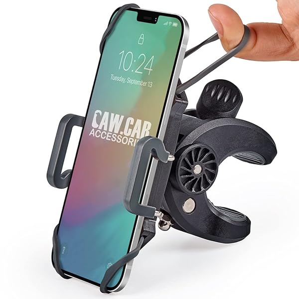 CAW.CAR Accessories Universal Bike and Motorcycle Phone Mount for iPhone 14 Samsung Galaxy S22 and All Cell Phones Safe and Comfortable Handlebar Holder