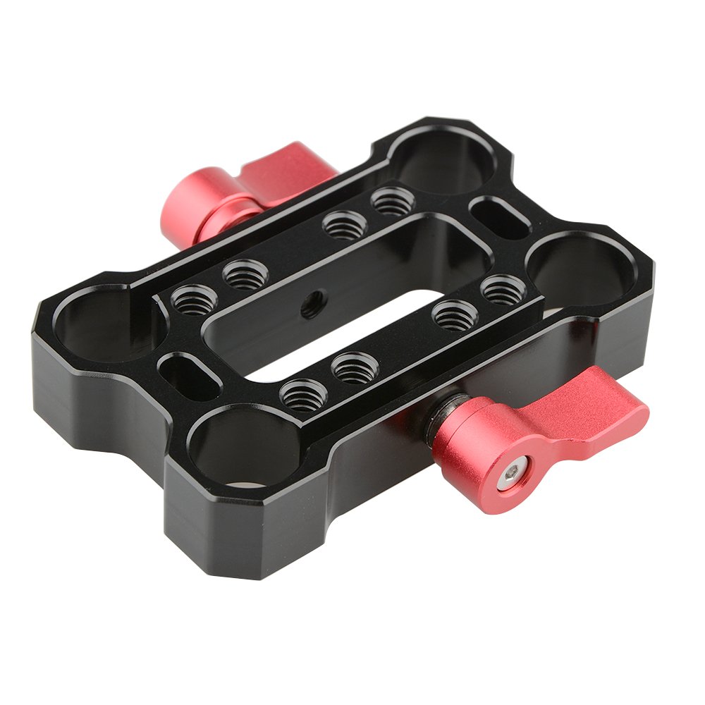 CAMVATE 15mm Rod Offset Raiser Clamp for Shoulder Rig Railblock System with Red Thumbscrew - View 6 of 6