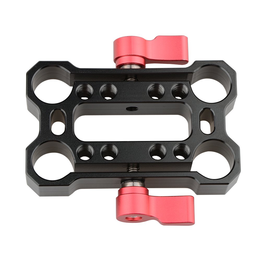 CAMVATE 15mm Rod Offset Raiser Clamp for Shoulder Rig Railblock System with Red Thumbscrew