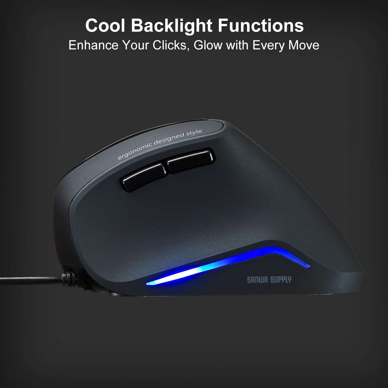 SANWA SANWA Wired Ergonomic Mouse Optical Vertical Mice Reduce Wrist Strain Adjustable DPI 6 Buttons Compatible with MacBook Laptop Desktop Windows Mac OS - View 6 of 9