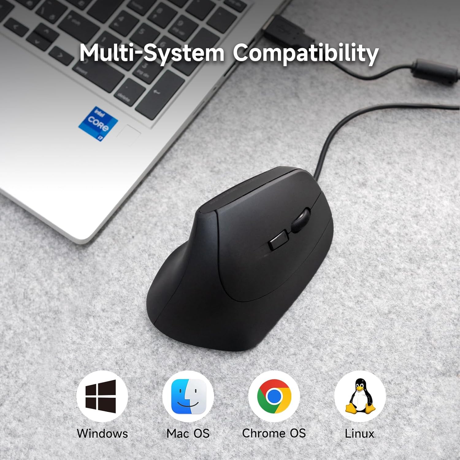 SANWA SANWA Wired Ergonomic Mouse Optical Vertical Mice Reduce Wrist Strain Adjustable DPI 6 Buttons Compatible with MacBook Laptop Desktop Windows Mac OS - View 8 of 9