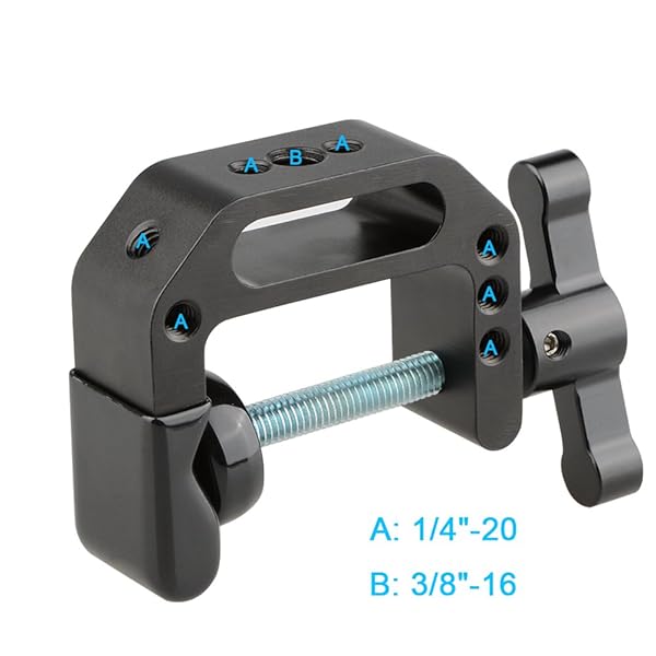 CAMVATE CAMVATE C-Clamp with 1/4 and 3/8 Thread Hole for Camera Monitor Black T-Handle Durable and Versatile Mounting Solution - View 3 of 7
