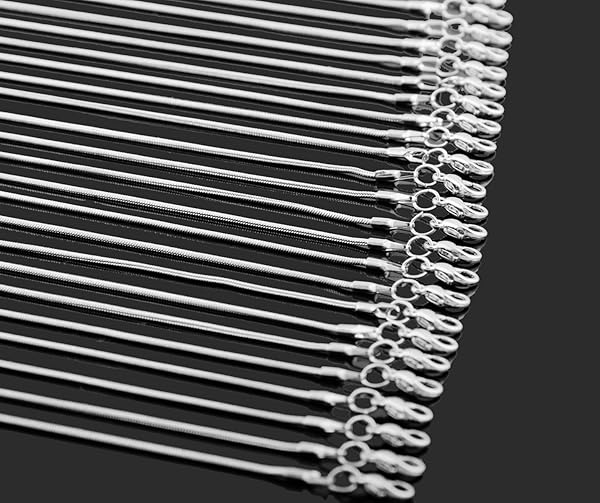 Cmidy 24pcs 24-Inch 925 Sterling Silver Plated Snake Chains for DIY Jewelry Making - Bulk Link Necklaces with Lobster Clasps - View 4 of 10
