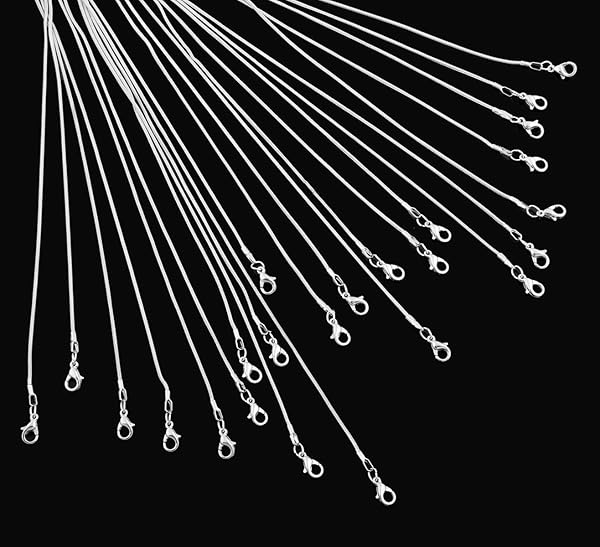 Cmidy 24pcs 24-Inch 925 Sterling Silver Plated Snake Chains for DIY Jewelry Making - Bulk Link Necklaces with Lobster Clasps - View 5 of 10