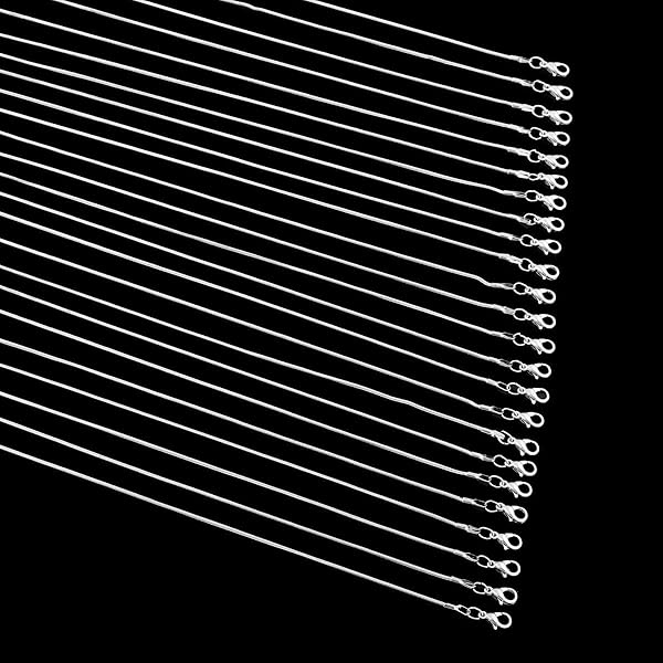 Cmidy 24pcs 24-Inch 925 Sterling Silver Plated Snake Chains for DIY Jewelry Making - Bulk Link Necklaces with Lobster Clasps - View 9 of 10