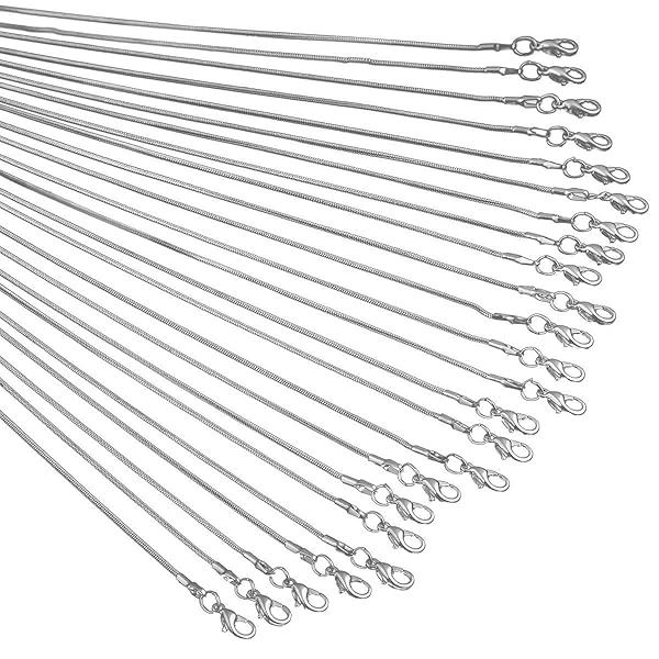 Cmidy 24pcs 24-Inch 925 Sterling Silver Plated Snake Chains for DIY Jewelry Making - Bulk Link Necklaces with Lobster Clasps - View 2 of 10