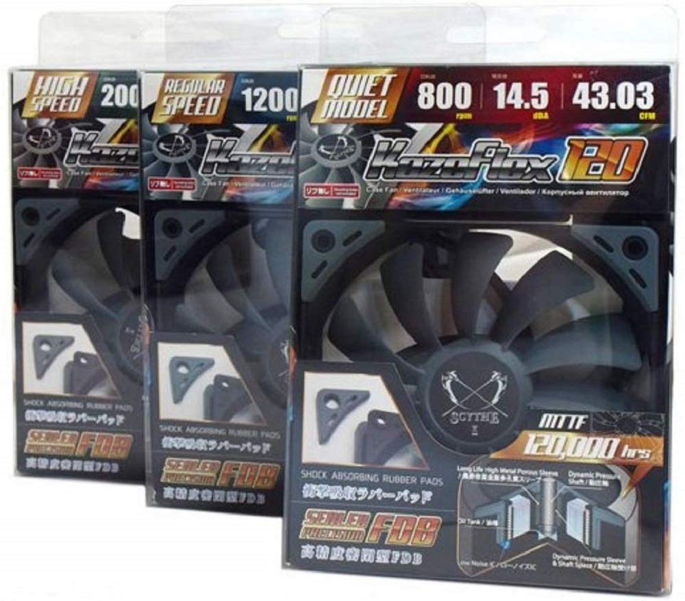 SCYTHE Kaze Flex 120 High Air Flow PC Case Fan 120mm Fluid Dynamic Bearing 3-pin Connector 2000RPM for Optimal Cooling Performance - View 5 of 6