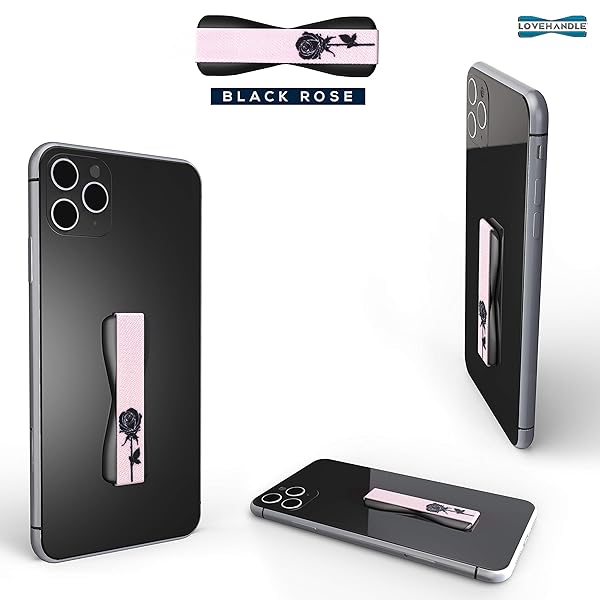 LOVEHANDLE LOVEHANDLE Universal Phone Grip Black Rose Design for Smartphones Mini Tablets and Cases LH-01-BlackRose - View 3 of 10