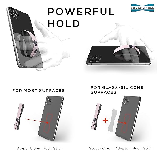LOVEHANDLE LOVEHANDLE Universal Phone Grip Black Rose Design for Smartphones Mini Tablets and Cases LH-01-BlackRose - View 4 of 10
