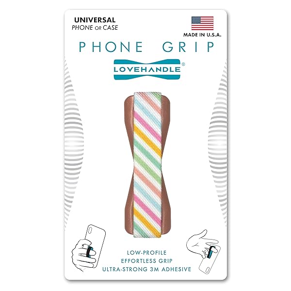 LOVEHANDLE LOVEHANDLE Universal Phone Grip for Smartphones and Mini Tablets Wireless Charging Compatible Made in The USA Cotton Candy