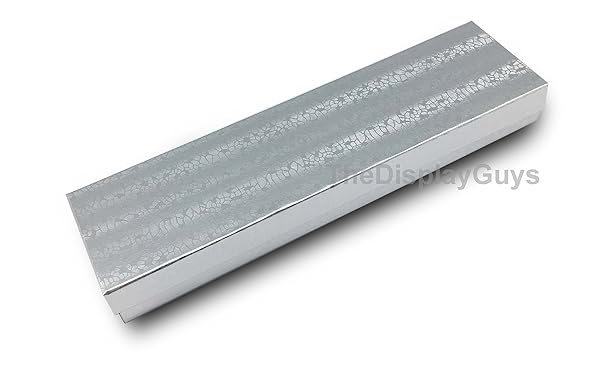 TheDisplayGuys For Your Modern Living TheDisplayGuys 25 Pack Kraft Paper Gift Boxes Jewelry Cases with Cotton Padding and Lid Silver Foil 8 x 2 x 1 Inches - View 2 of 8