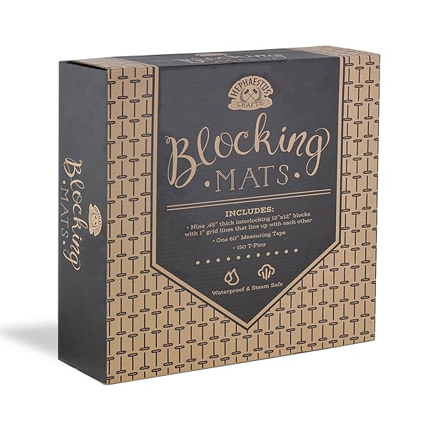 MAKABAKA Hephaestus 9-Pack Gray Knitting Blocking Mats with Grids & 150 T-Pins for Crochet & Needlepoint - View 7 of 7