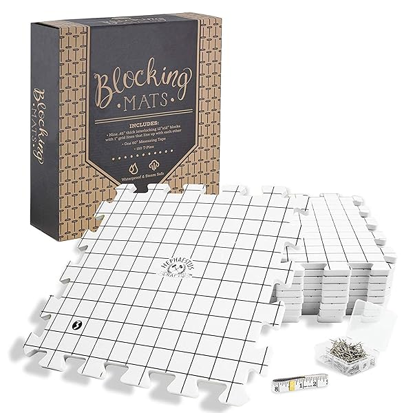 MAKABAKA Hephaestus 9-Pack Gray Knitting Blocking Mats with Grids & 150 T-Pins for Crochet & Needlepoint - View 2 of 7