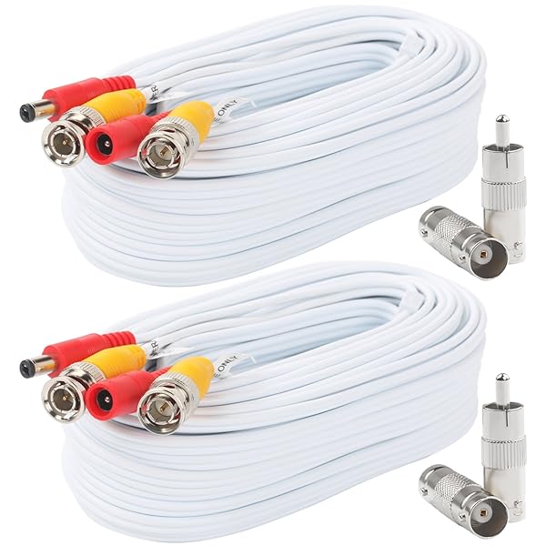 Postta Postta BNC Video Power Cable 50ft (2 Pack) for CCTV & DVR - High-Quality Security Camera Wire with Connectors - View 2 of 9