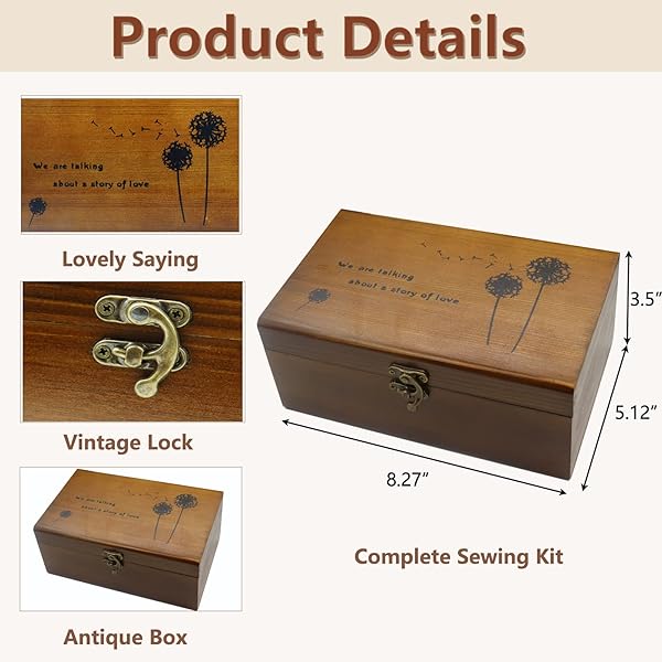 Flytreal Flytreal Retro Dandelion Sewing Kit Box - Complete Home Repair Tool Set for Beginners & All Ages - View 4 of 7