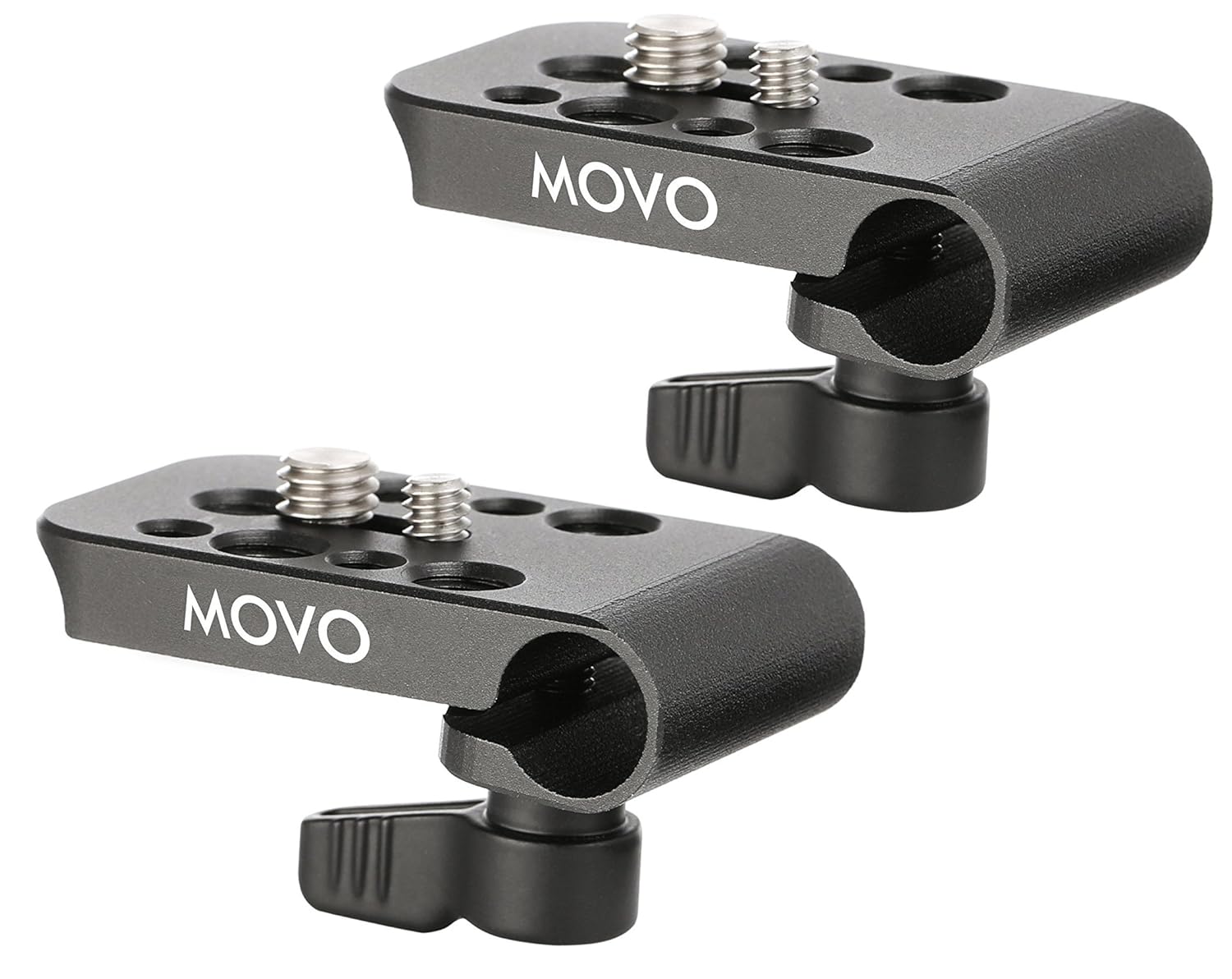 Movo CAB1000 Modular Rod Clamp Adapter for Cameras Monitors Recorders 2 Pack with 15mm Mounting Threads