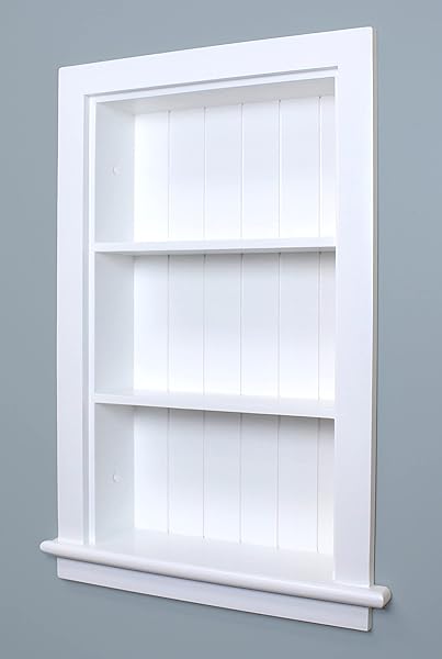 Fox Hollow Furnishings Fox Hollow Furnishings Aiden Recessed Wall Niche Medicine Cabinet 14x24 Real Wood Beadboard White Bathroom Insert Made in North America