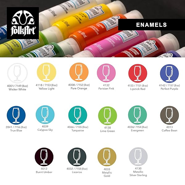 FolkArt FolkArt Gloss Finish Acrylic Enamel Craft Set - Non-Toxic 16 Count for Beginners & Artists - Perfect for Glass & Ceramic Painting - View 4 of 10