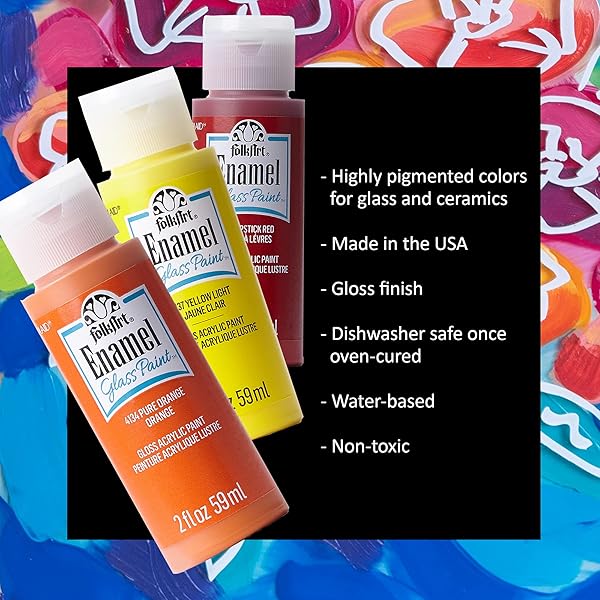 FolkArt FolkArt Gloss Finish Acrylic Enamel Craft Set - Non-Toxic 16 Count for Beginners & Artists - Perfect for Glass & Ceramic Painting - View 5 of 10