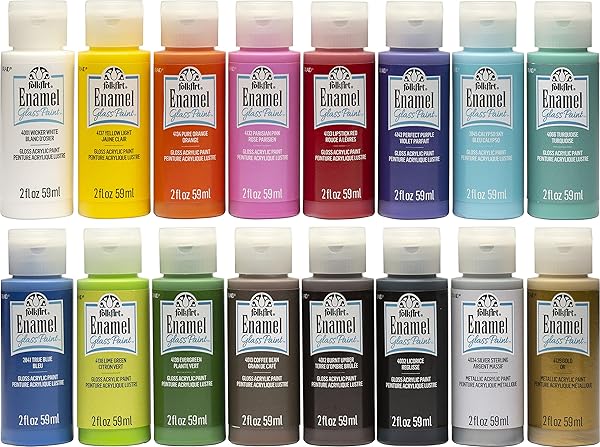 FolkArt FolkArt Gloss Finish Acrylic Enamel Craft Set - Non-Toxic 16 Count for Beginners & Artists - Perfect for Glass & Ceramic Painting - View 2 of 10