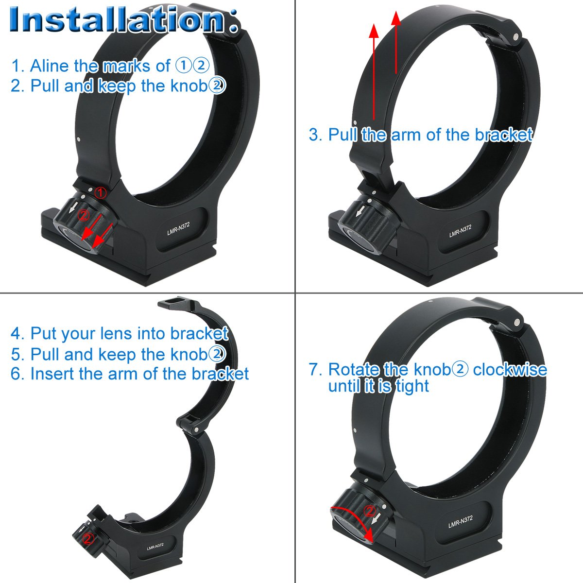 Haoge LMR-N372 Lens Collar Foot Tripod Mount for Nikon AF-S NIKKOR 70-200mm f4G ED VR with Arca Type Quick Release Plate - View 6 of 7