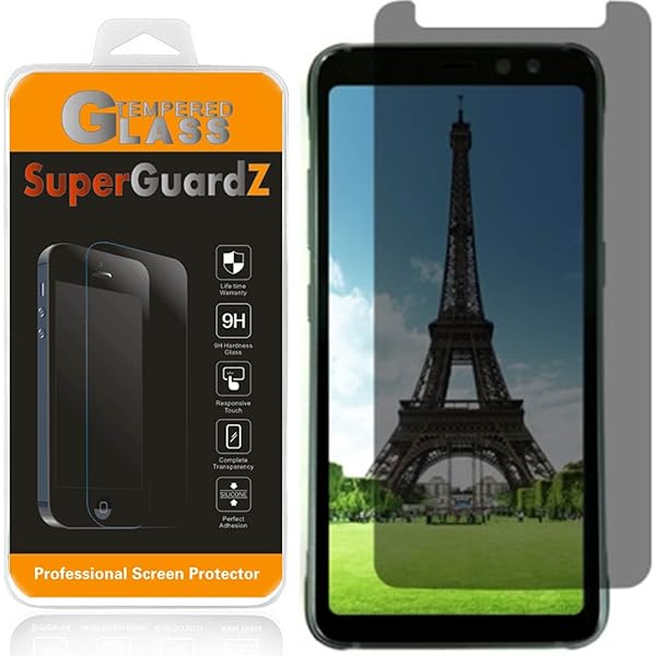 SuperGuardZ Samsung Galaxy S8 Active Privacy Screen Protector 2-Pack Tempered Glass Anti-Spy SuperGuardZ 9H Anti-Scratch Lifetime Replacements