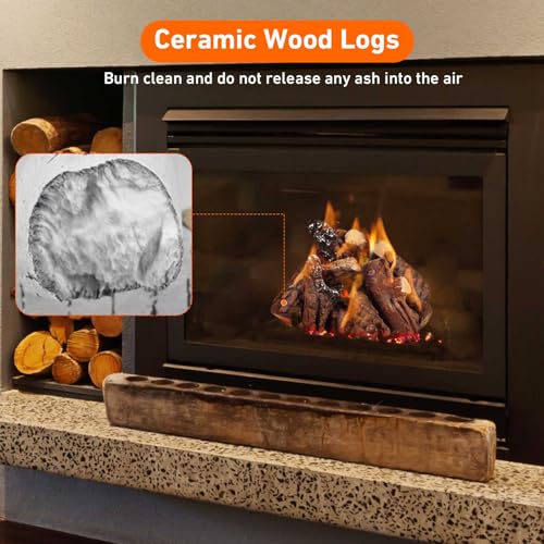 Stanbroil Stanbroil 10 Piece Ceramic Wood Log Set for Ventless Gel Ethanol Electric Gas Inserts Indoor Outdoor Fireplaces and Fire Pits Small Size - View 4 of 7