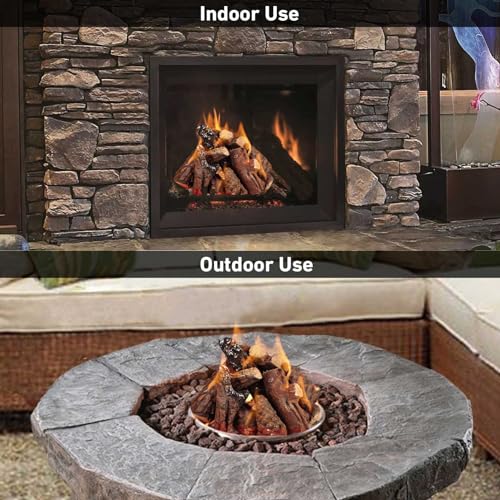 Stanbroil Stanbroil 10 Piece Ceramic Wood Log Set for Ventless Gel Ethanol Electric Gas Inserts Indoor Outdoor Fireplaces and Fire Pits Small Size - View 6 of 7