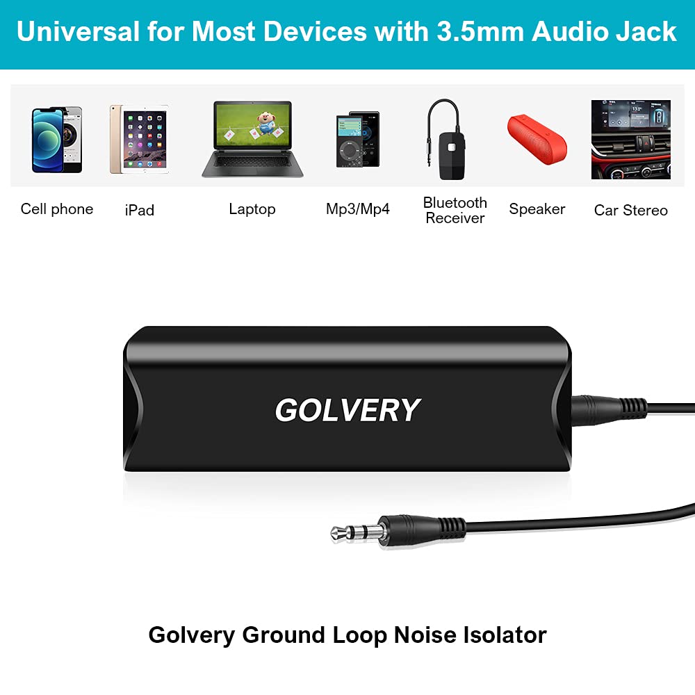 Golvery Golvery Ground Loop Noise Isolator: Eliminate Humming & Buzzing in Car Audio, Home & PC Stereo Systems - View 2 of 9