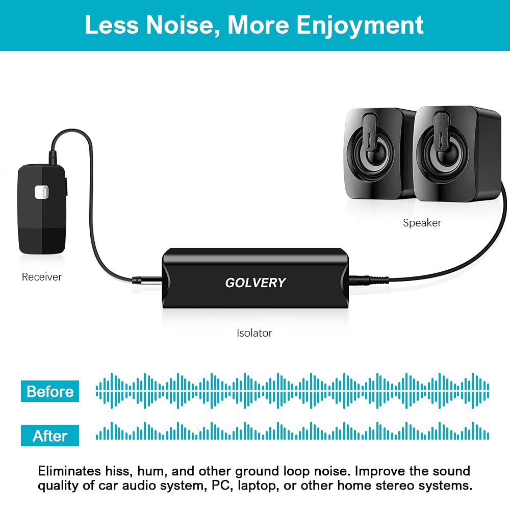 Golvery Golvery Ground Loop Noise Isolator: Eliminate Humming & Buzzing in Car Audio, Home & PC Stereo Systems - View 3 of 9